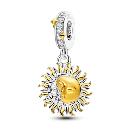 Gold Series DIY Charms Bead Original 925 Sterling Silver Inlaid Zirconium Sun Leopard Pendants Fit Bracelet Jewelry Gift Marking