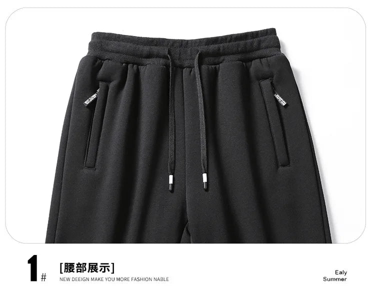 Winter Men's Cotton Fleece-Lined Sweatpant Men Plush Thick Lambswool Thermal Drawstring Trousers Casual Comfortable Sports Pants.