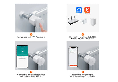 GIRIER Tuya Smart Radiator Thermostat, ZigBee Thermostatic Radiator Valve, Mini TRV for Heating, Works with Alexa Google Home