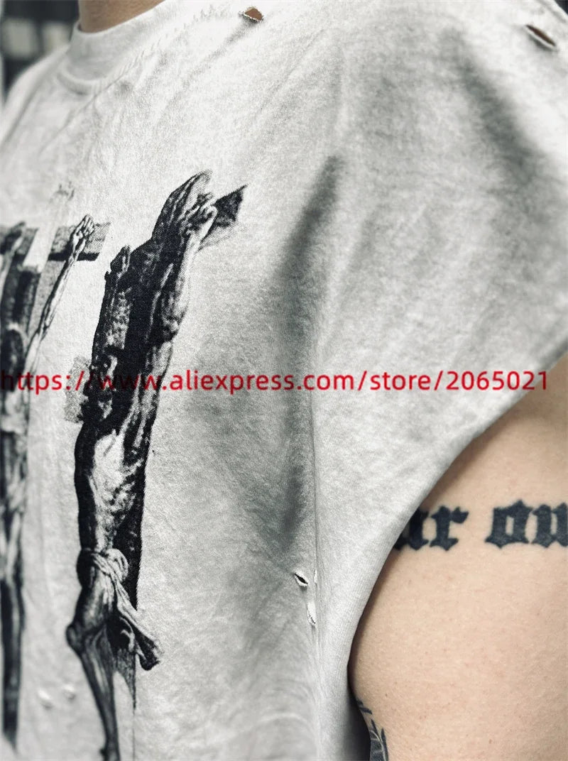 SAINT Vintage NIN Nine-inch Nail T-Shirts Best Quality Vintage Washed T Shirt Tee Tops