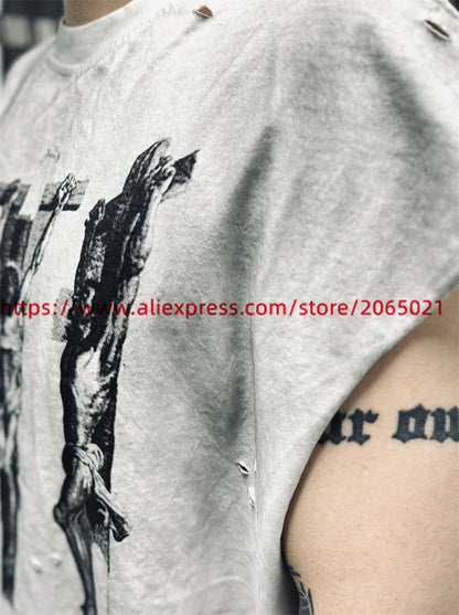 SAINT Vintage NIN Nine-inch Nail T-Shirts Best Quality Vintage Washed T Shirt Tee Tops