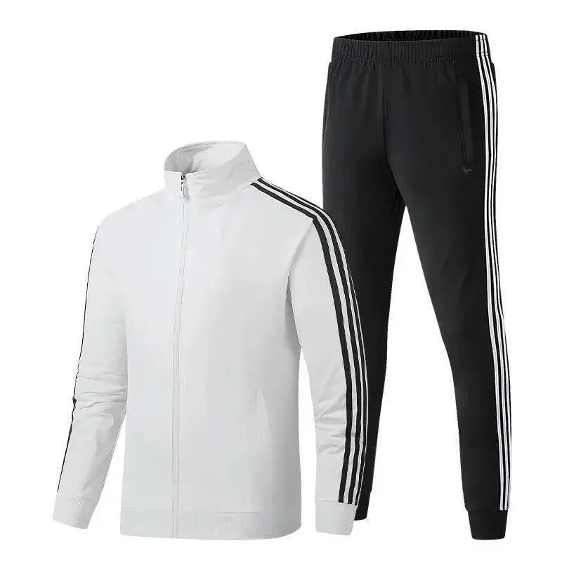 Men's Long Sleeve Running Suit Set Stand Collar Morning Run Versatile Slim Fit Sportswear Two Piece Popular Cross-Border.