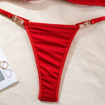 Cut Out Bra and Brief Velvet Erotic Set Women 2-Piece Halter Underwear Patchwork Thong Intimates Sexy Lingerie Pornos Suit Latex