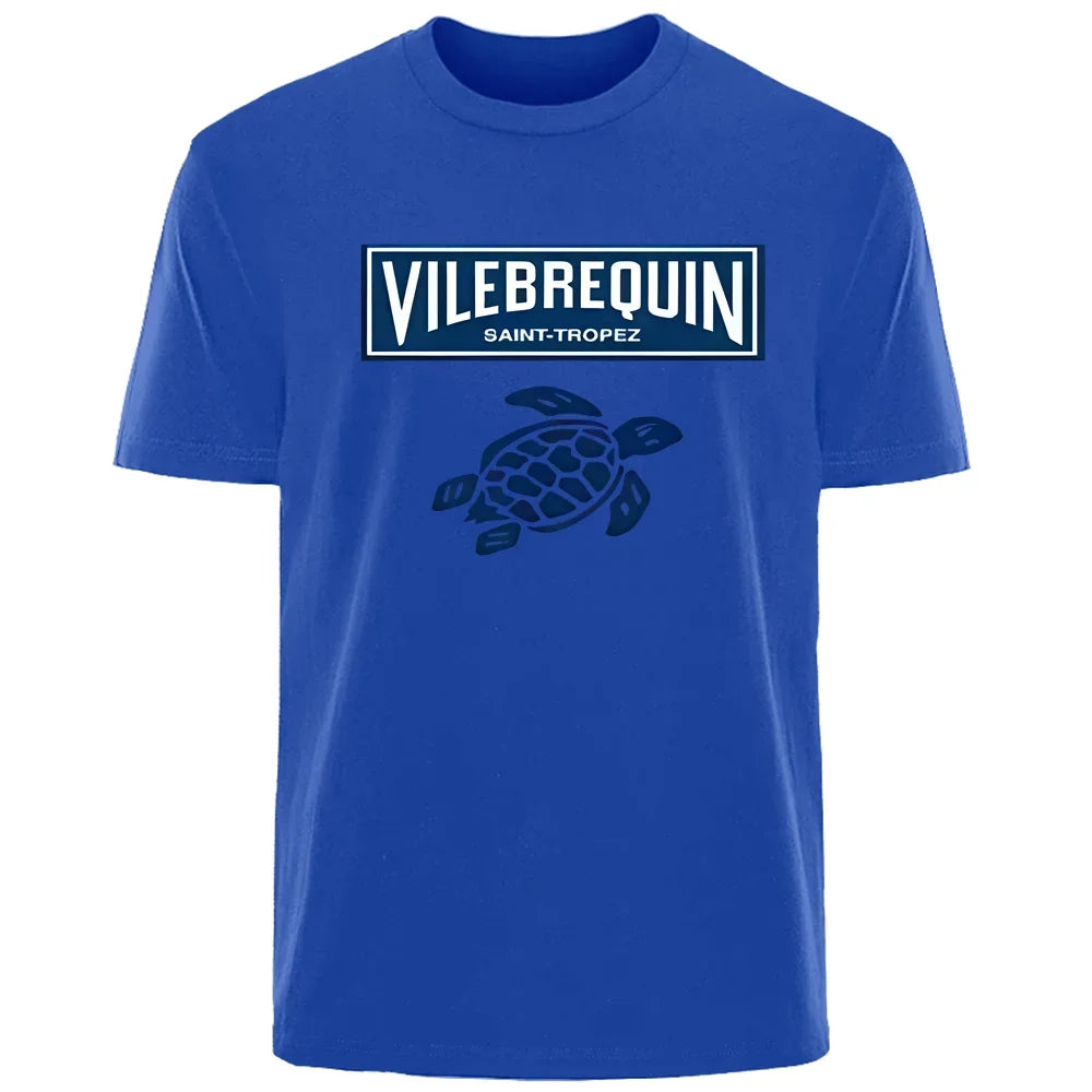 Interesting turtle outdoor travel vacation T-shirt for men, 100% pure cotton comfortable, loose and breathable top for summer.