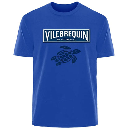 Interesting turtle outdoor travel vacation T-shirt for men, 100% pure cotton comfortable, loose and breathable top for summer.