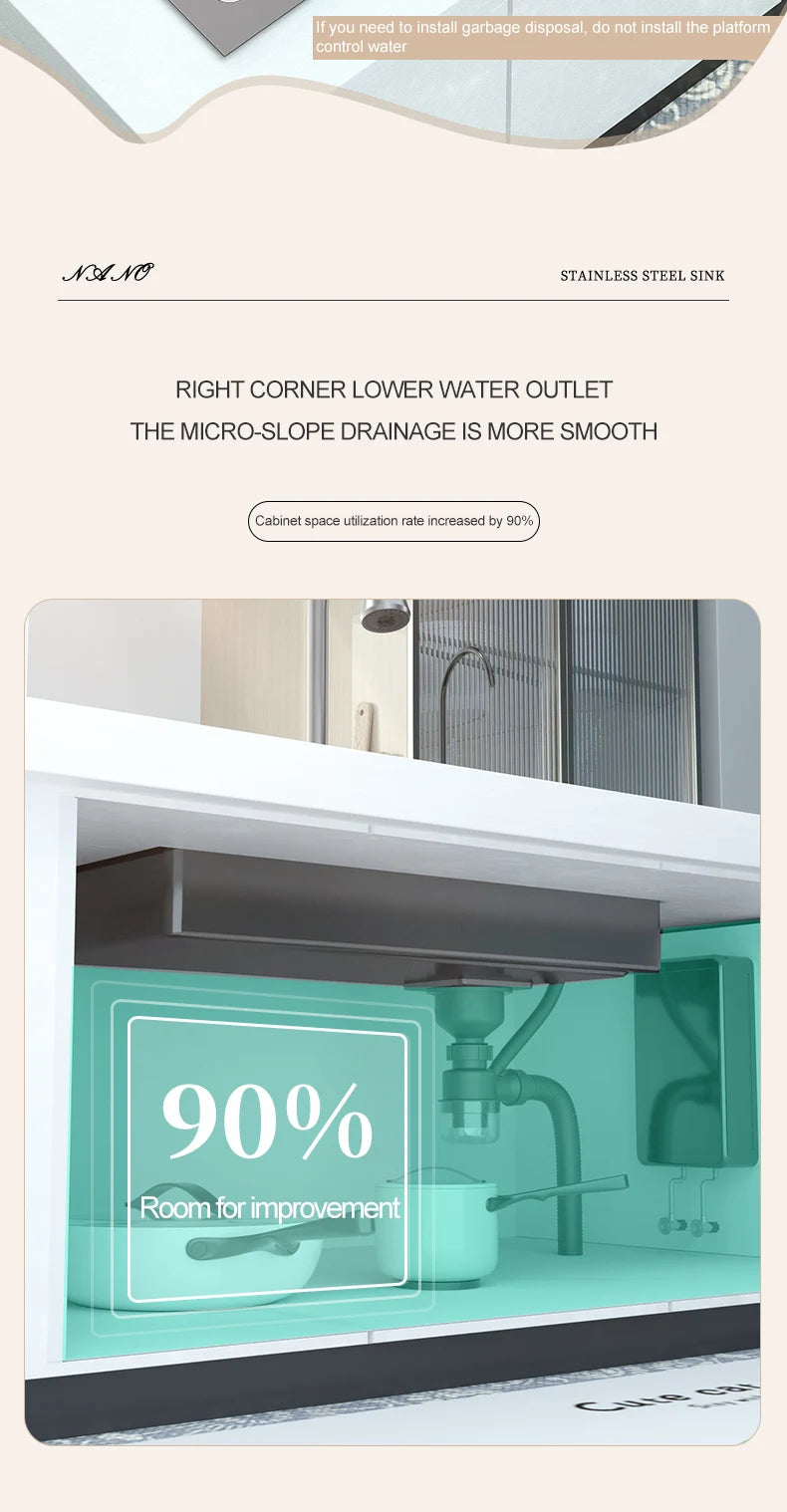 Waterfall Sink Kitchen Stainless Steel Topmount Sink Large Single Slot Wash Basin With Multifunction Touch Waterfall Faucet