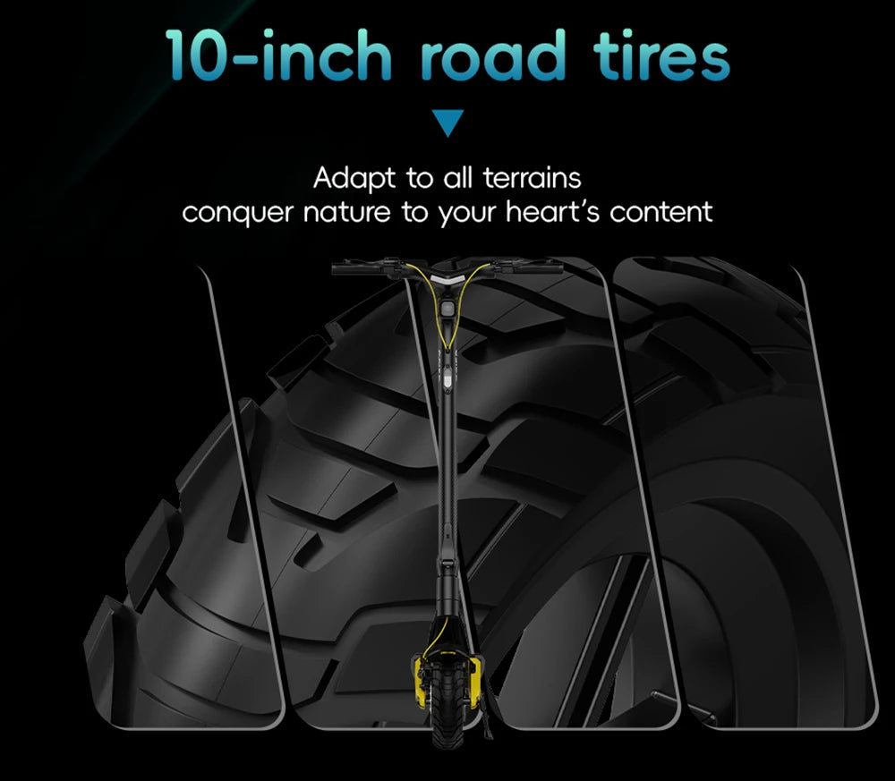 OOTD S10 Folding Electric Scooter 10 Inch Tires 1400W Motor 25km/h Max Speed 48V 20Ah Battery for 60-70km Range 120KG Max Load.