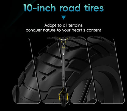 OOTD S10 Folding Electric Scooter 10 Inch Tires 1400W Motor 25km/h Max Speed 48V 20Ah Battery for 60-70km Range 120KG Max Load.