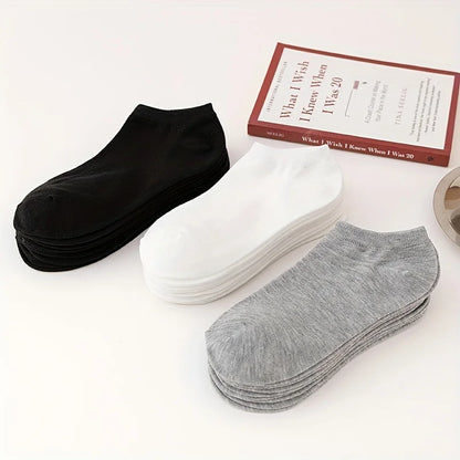 10/20/30/40/60 Pairs Of Unisex Solid Color Socks Comfy Breathable Soft Sweat Absorbent Socks For Daily And Outdoor Wearing.