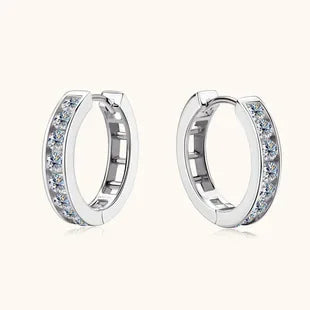 2024 Trend 3 Stones Moissanite Stud Earrings for Women 18K White Gold Plated S925 Sterling Silver Earring with GRA Certificate.