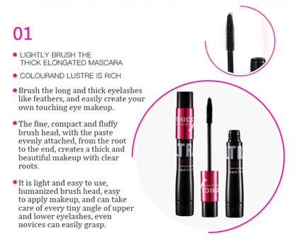 Fiber Silk Mascara Set Double Tube Natural Waterproof Dense Long Lasting No Halo Dye Mascara Beauty Makeup Extension Cream.