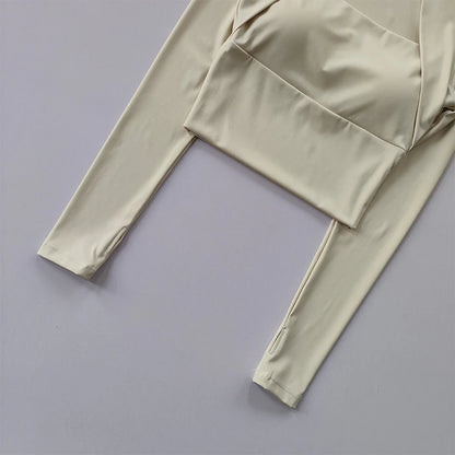 Fitness Chest Cushion Sports Top Women Long Sleeve Shirts Pra Speed Up Short Elegant Dance Yoga Clothes Small Waistband Gym.