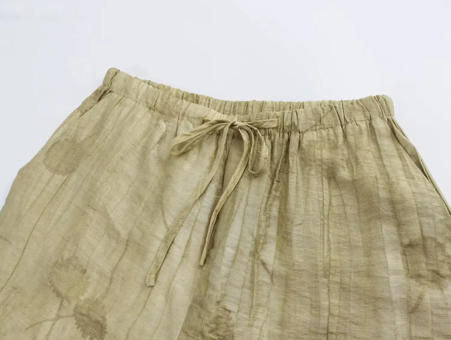 Women Print Long Pants Sets For Women Lapel Half Sleeve Single Breasted Shirts + High Waist Lace-Up Wide Leg Pants.