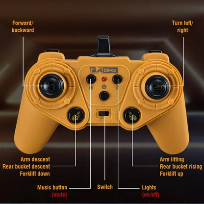 9Ch Rc Car 2.4G Remote Controlled Multi-Functional Dump Truck Bulldozer Excavator Engineering Vehicle Kids Toys for Boys Gifts.