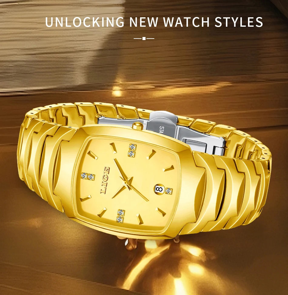 LIGE Fashion Luxury Woman Watch Simple Elegant Stainless Steel Casual Quartz Watches for Women Calendar Ladies Romantic Gift New.