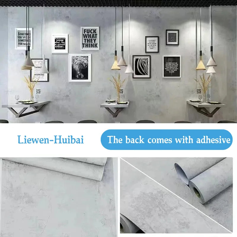 40cm PVC Dark Gray Waterproof Industrial Style Self-adhesive Wallpaper Library Living Room Bedroom Wall Renovation Vinyl Sticker