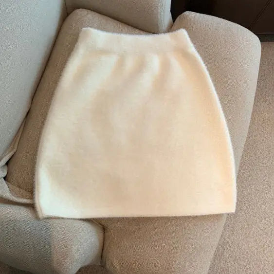 Faldas Mujer Moda Slim Sexy High Waist Wrap Hip Black Furry Skirt Women Mini Autumn Winter Bottom Wild Woolen Elegant Korean.