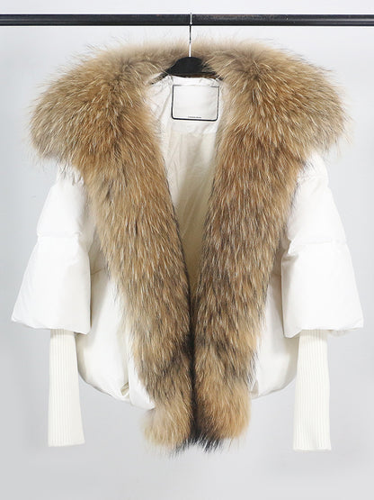 Lose Natürliche Echt Fox Pelz Kragen Mantel Dicke Neue Europäische Mode Weiße Ente Unten Jacke Winter Frauen Warme Luxus Oberbekleidung