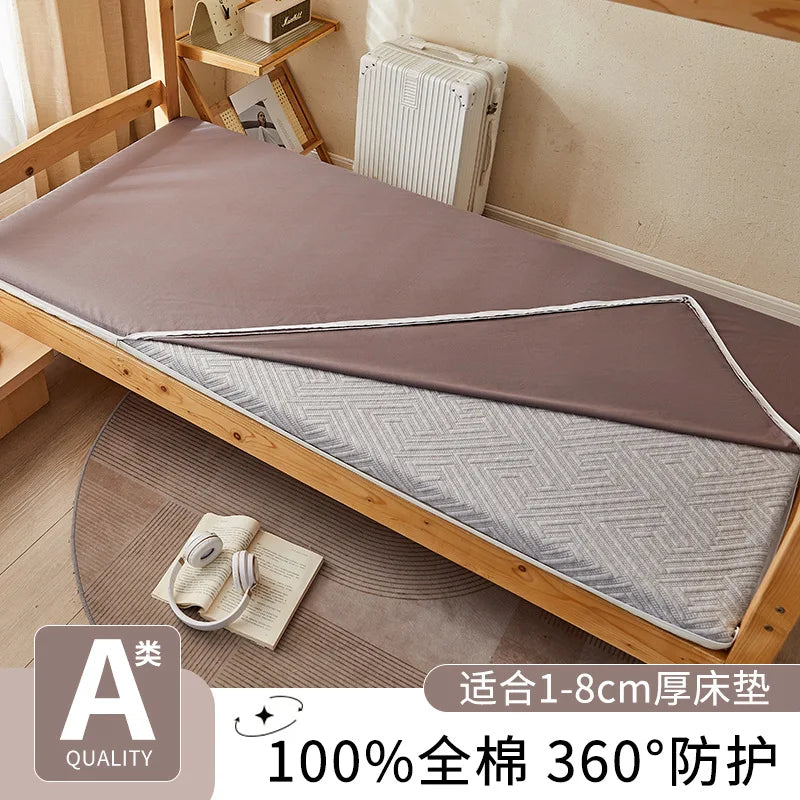 2025 new cotton washed cotton student dormitory mattress cover all-inclusive zipper mattress single piece without filler.