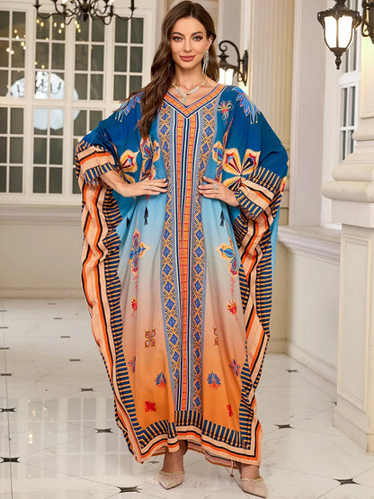 Frauen bestickte lange Kaftane Plus Size Kaftan Kleider Strand Badeanzug Cover Up Moomoo Kleid marokkanische Robe