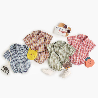 Sanlutoz Baumwolle Baby Jungen Bodys Mode Neugeborenen Kleidung für Baby Jungen Kurzarm Sommer Baby Kleidung Plaid.