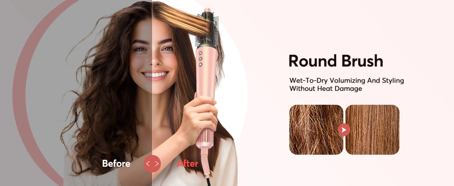 Bopcal 5 In 1 Hair Dryer Hot Air Comb Electric Hair Curling Iron 1200W High Speed Blower Multifunctional Styling Tools Hairdryer