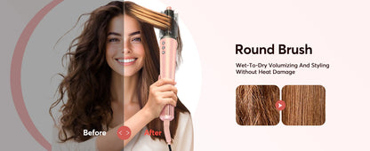 Bopcal 5 In 1 Hair Dryer Hot Air Comb Electric Hair Curling Iron 1200W High Speed Blower Multifunctional Styling Tools Hairdryer