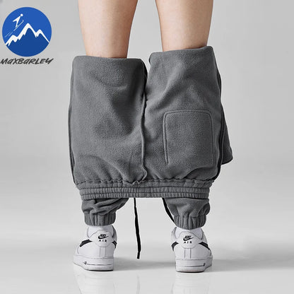 Men's Wool Sweatpants 2024 Winter New Thickened Double-Sided Fleece Casual Trousers Jogger Men's Outdoor Down Cotton Warm Pants.