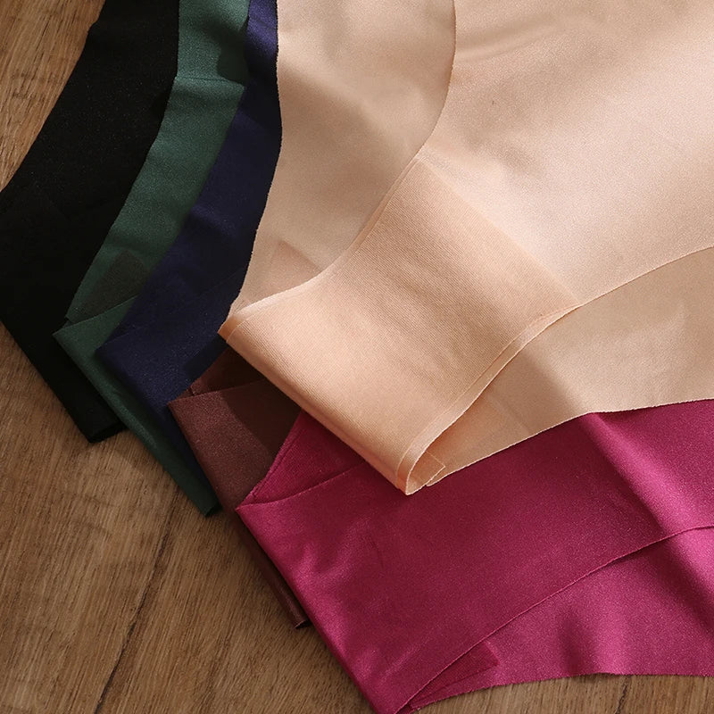 TrowBridge 6PCS/Set Women's Panties High Waist Seamless Briefs Plus Size Underwear Silk Satin Lingerie Sports Comfort Underpants.