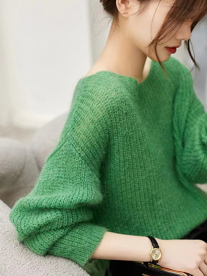 Elegante durchsichtige Frauen Pullover Pullover lose Jumper Herbst Winter weiche warme Frauen Strickwaren Pullover grundlegende solide Kaschmir Tops