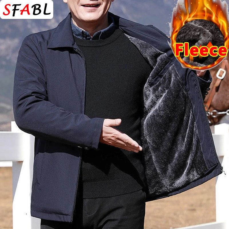 Warm Fleece Autumn Winter Jackets for Men Business Office Dress Coat Casual Men's Winter Jacket Solid Color Luxury Outerwear Man.