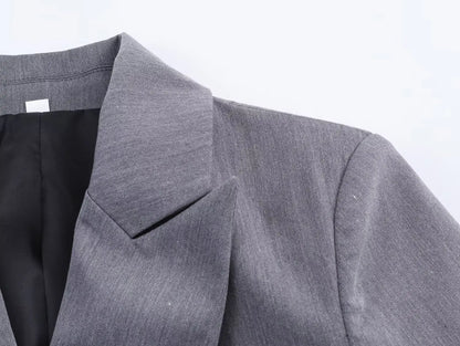 HH Frau Mode Vielseitige Lange Ärmel Zweireiher Tasche Dekoration Blazer + High Street Casual Pendeln Hose 2-teiliges Set