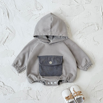 Herbst Neue Baby Minimalistischen Hoodie Lange Ärmel Große Tasche Klettern Kleidung Baby Neugeborenen Artikel Bodys & Einteiler.