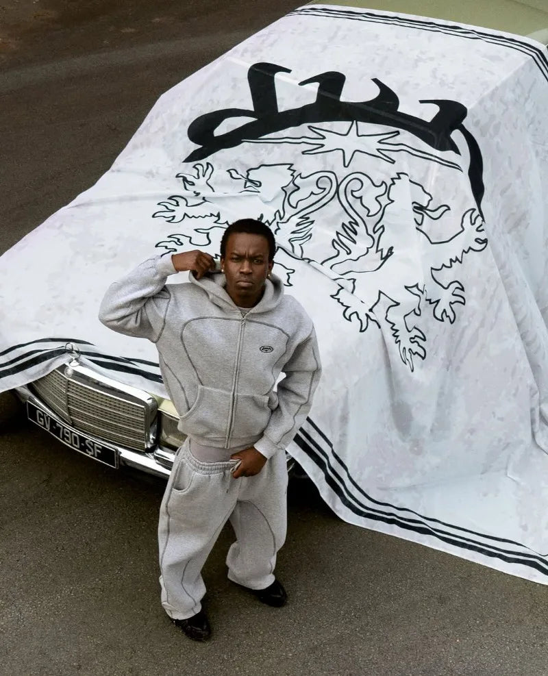 High street hip hop fashion new Y2k men clothing set retro trend casual sportswear personality pattern design loose sweatpants.