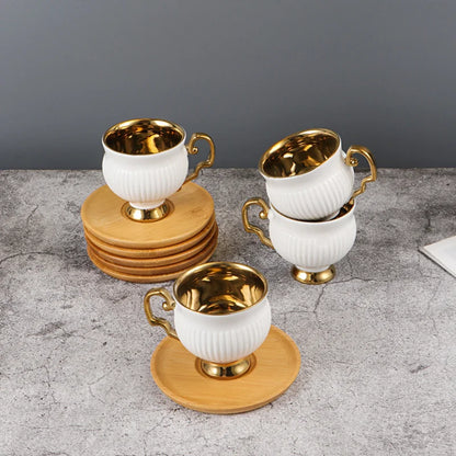 2pcs/set Turkish Coffee Cups Set Of 2 Ceramics Cup Of Coffee Creative Gifts Relief Teacup And Saucer Set Retro 90ml Gobelet.