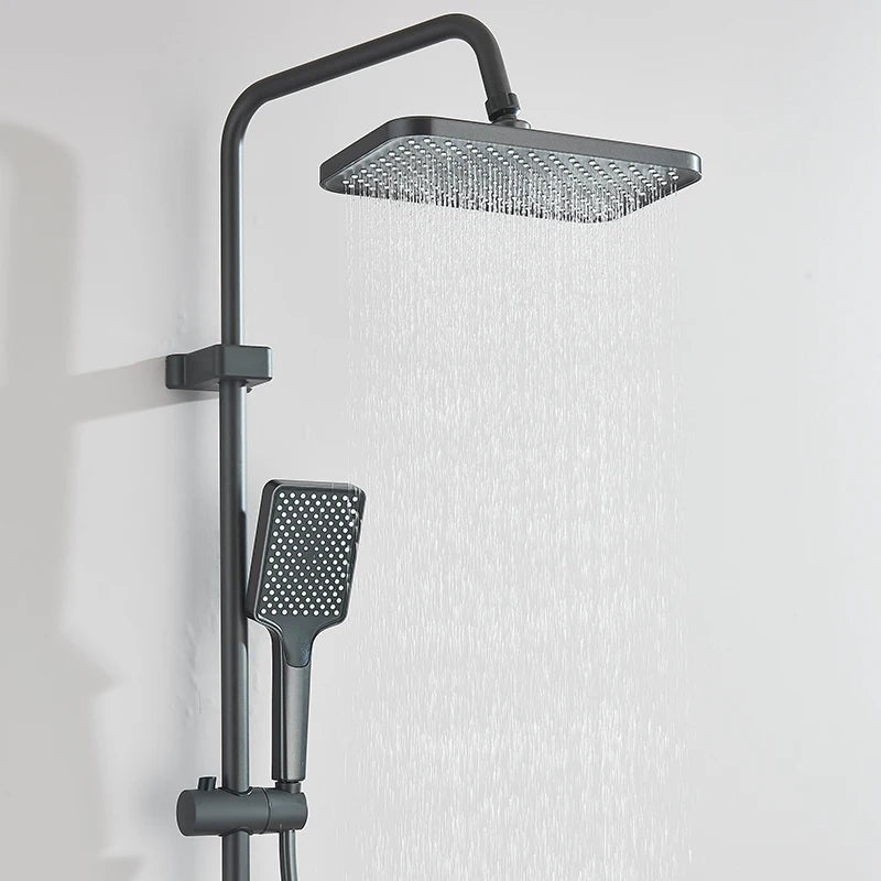 Rozin Black Smart Digital Display Shower Faucet Set Piano Style Rainlfall Bathroom System Grey Digital Mixer Tap Bidet Shower