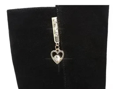 2025 New Women Warm Snow Plush Boots Snow Casual Flat All-match Cotton Fashion Side Zipper Winter Shoes Thigh High Boot Black.