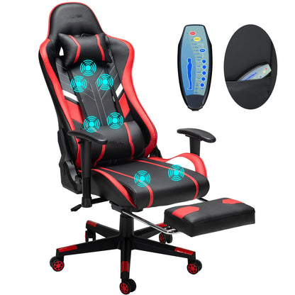 Massage-Gaming-Stuhl, 7-Punkt-Sitzhöhe, ergonomischer Bürostuhl mit Fußstütze und Lordosenstütze, GC-RC03 Stühle