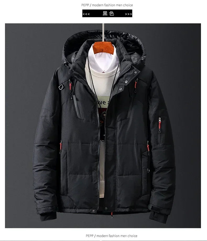 Men White Duck Down Parkas -20 Degree Winter Jacket Men's Thick Warm Snow Parkas Overcoat Windbreaker Hooded Parkas Coat Hombre.