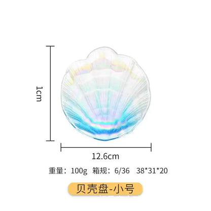 Creative Colorful Glass Shell Dishes Home Marine Fruit European Tray Snacks Ornaments Irregular Plates Home Decorative Plates.