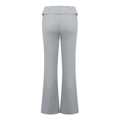 Damenmode, einfarbig, schmale Passform, schmale Reverse-Taille, niedrige Taille, elastische Taille, Schlaghose, Hose für Damen, Damenhose 2024