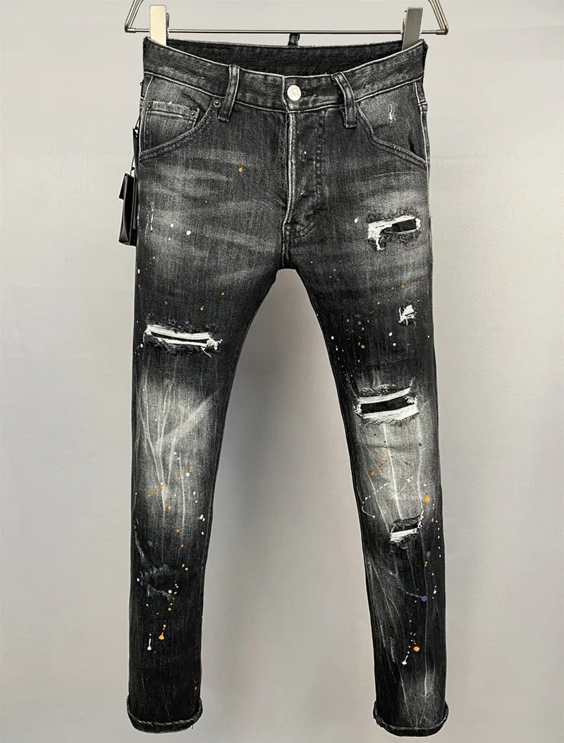 new design style D2 Men Jeans Coolguy Long Pants Straight Multiple button Hole SLIM black top quality D2 jeans pant 881.