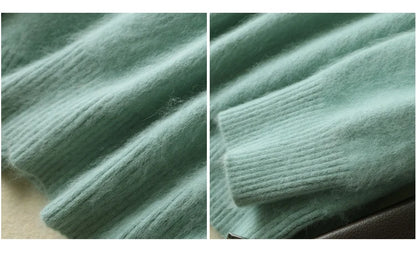 Men's 100% pure Mink Knitted Sweater Turtleneck Large Size Casual Pullover Autumn Winter New Base Shirt Men Warm High Lapels Top.