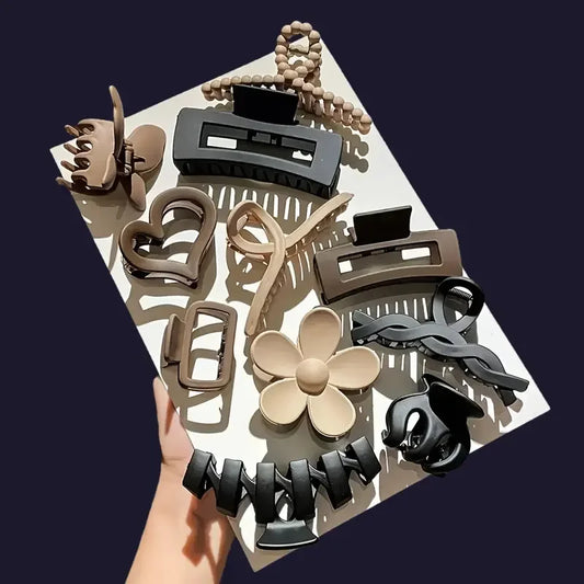 11Pcs Assorted Hair Claw Clips Versatile Elegant & Cute Hair Accessories for Work Travel and Daily Photoshoots Matte Design.