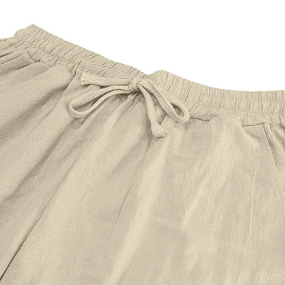 2025 Cross-border American Four Seasons Linen Men's Casual Suit Loose Long Sleeve Pants Shirt Suit Men's