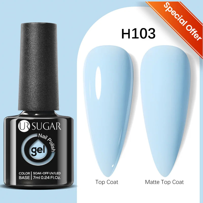 UR SUGAR 7/7.5ml Summer Blue Silver Gel Nail Polish Semi Permanent High Quality Soak Off UV LED Varnishes Nails Art Manicure.