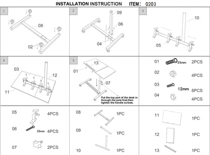 Verstellbarer Laptopschreibtisch 360° °   Rotierender mobiler Tischständer, Heimbüro-Tablett, stehend, rollender Arbeitstisch, Computer-Workstation
