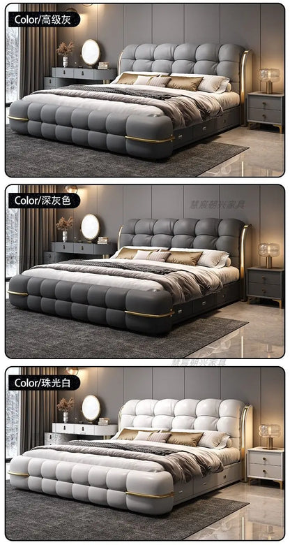 Kopfteil-Aufbewahrungsbetten, gepolstert, minimalistische Doppelbett-Schlafbetten, luxuriös, einzigartig, Muebles Para Dormitorio, Möbelzubehör