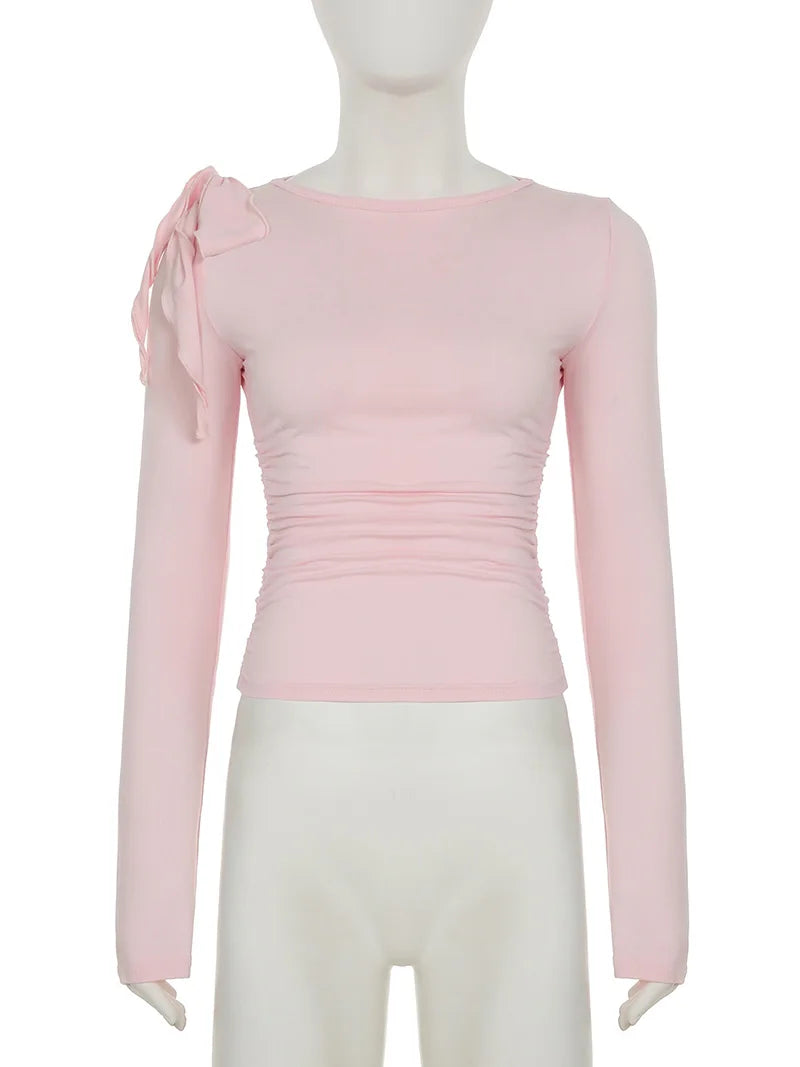 Summer Lace-Up T-Shirts Vest For Women Long Sleeve High Waist Cropped Y2k Top Pullover Female 2025 New Tank Top.