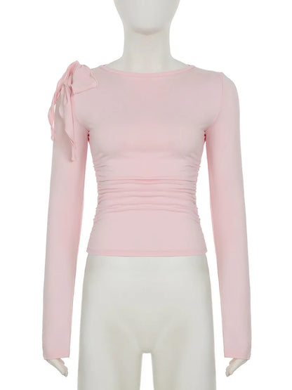 Summer Lace-Up T-Shirts Vest For Women Long Sleeve High Waist Cropped Y2k Top Pullover Female 2025 New Tank Top.